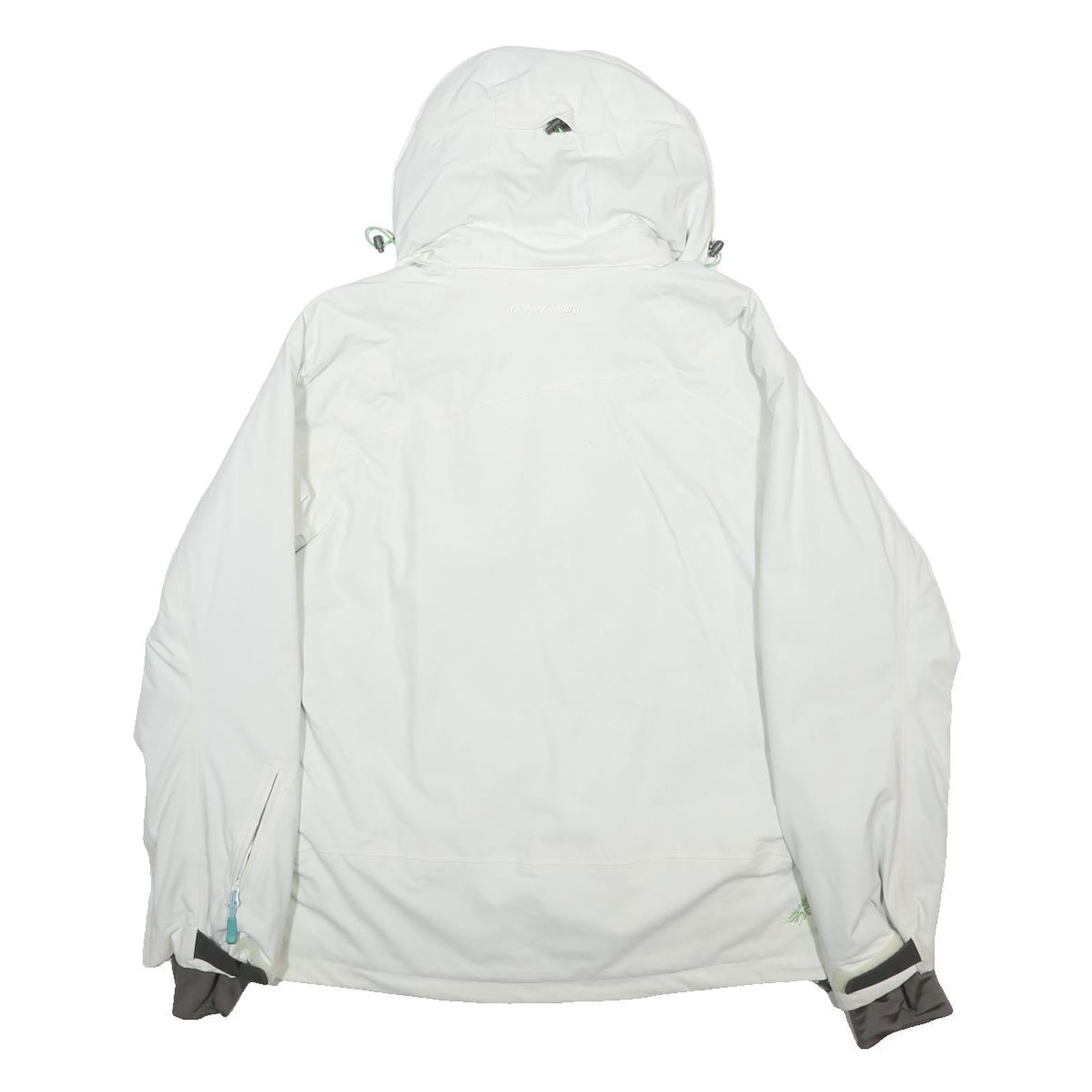 MAMMUT Womens White & Pastel Green Hooded Zip Nylon Jacket M Drytech Outdoor
