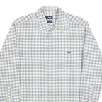 FILA Mens White & Blue Checked Shirt M Casual Button-Down Long Sleeve Cotton