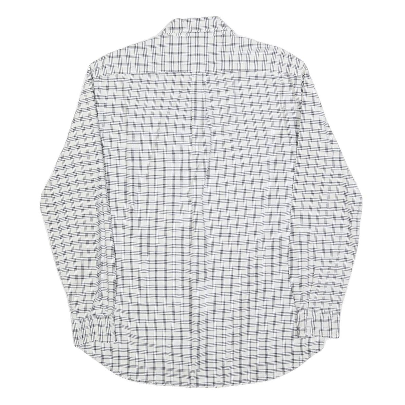 FILA Mens White & Blue Checked Shirt M Casual Button-Down Long Sleeve Cotton