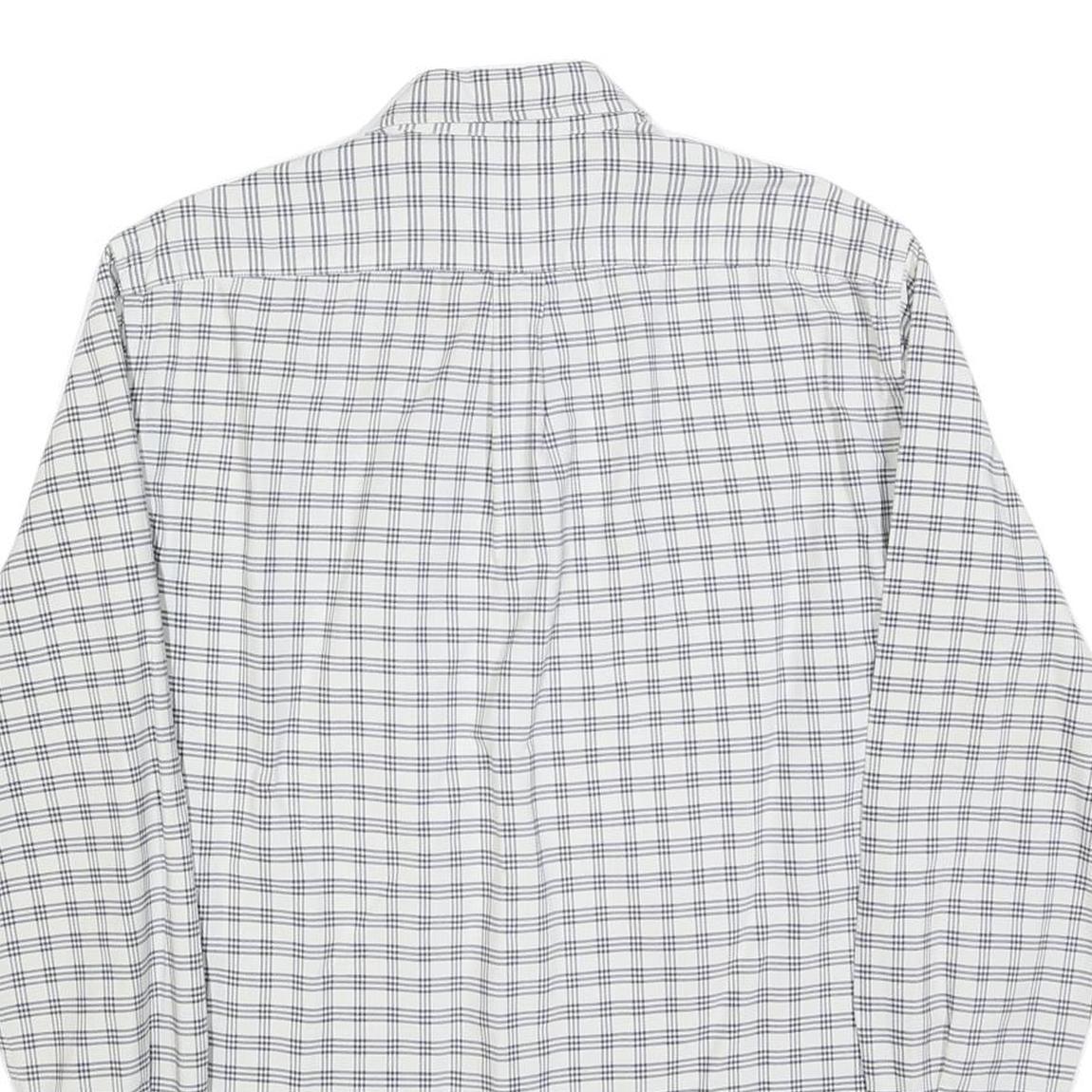 FILA Mens White & Blue Checked Shirt M Casual Button-Down Long Sleeve Cotton