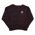 POLO RALPH LAUREN Mens Maroon & Navy Striped Pattern Wool Jumper Crew Neck XL