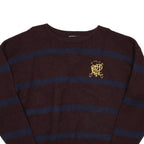 POLO RALPH LAUREN Mens Maroon & Navy Striped Pattern Wool Jumper Crew Neck XL
