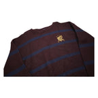 POLO RALPH LAUREN Mens Maroon & Navy Striped Pattern Wool Jumper Crew Neck XL