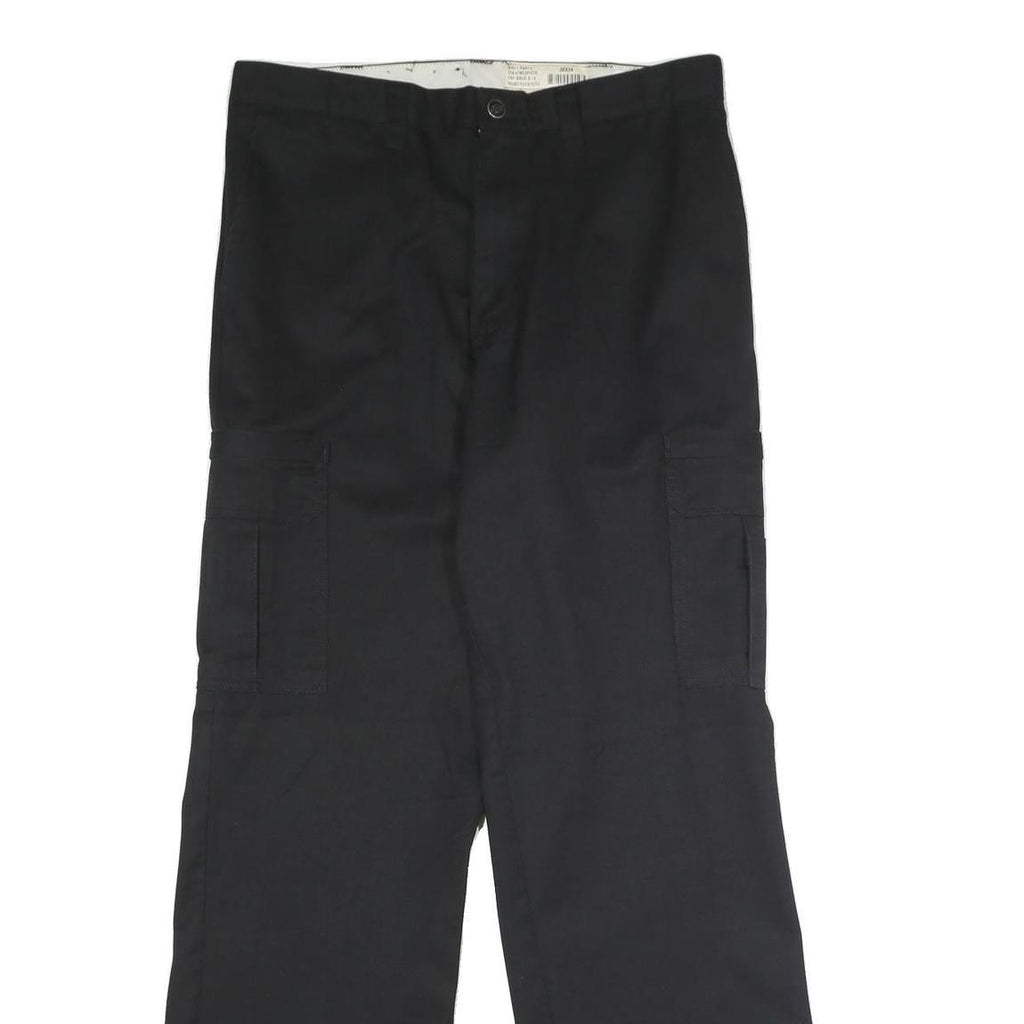 DICKIES Mens Polyester Blend Black Regular Fit Cargo Trousers W36 L34 Workwear