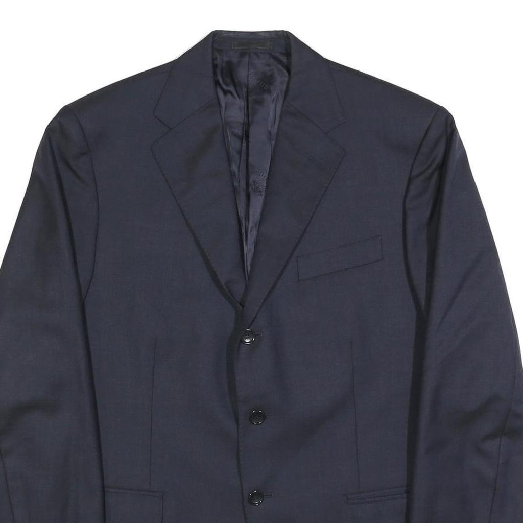 BOGGI Mens Navy Blue Wool Classic Jacket L Button Closure Tailored Plain