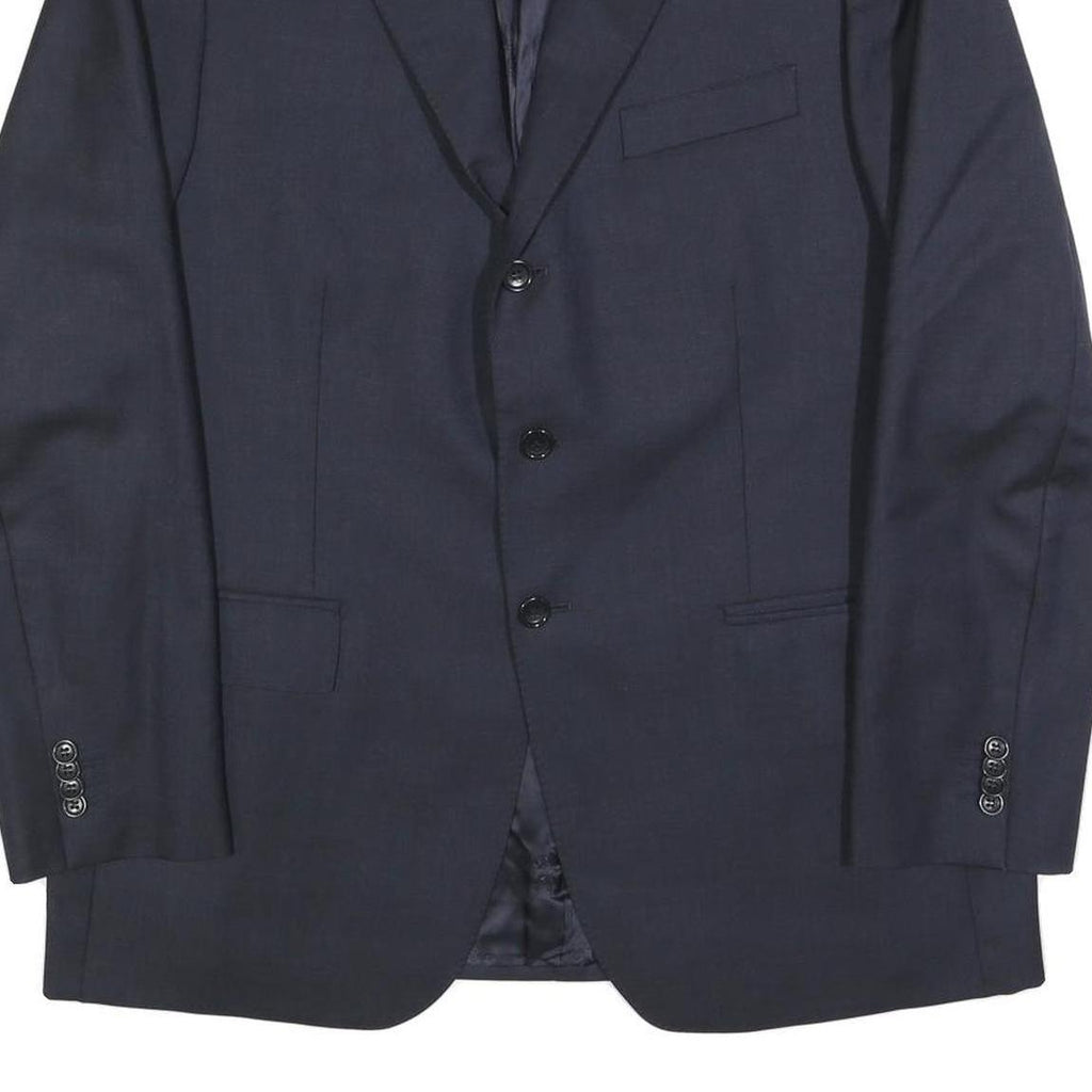BOGGI Mens Navy Blue Wool Classic Jacket L Button Closure Tailored Plain