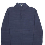 CHAPS Mens Navy Patterned Jumper Pullover 1/4 Zip Cotton Size S Casual Knitwear