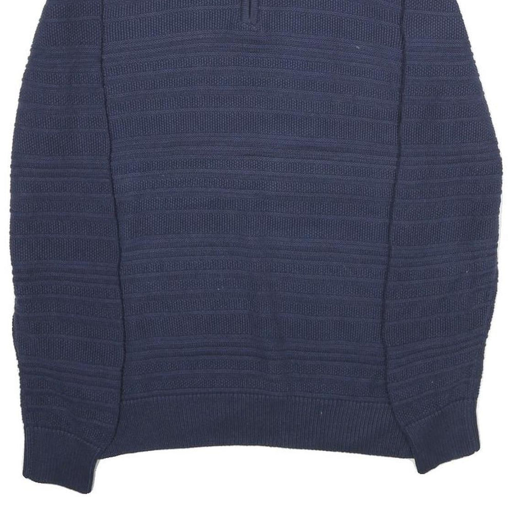 CHAPS Mens Navy Patterned Jumper Pullover 1/4 Zip Cotton Size S Casual Knitwear