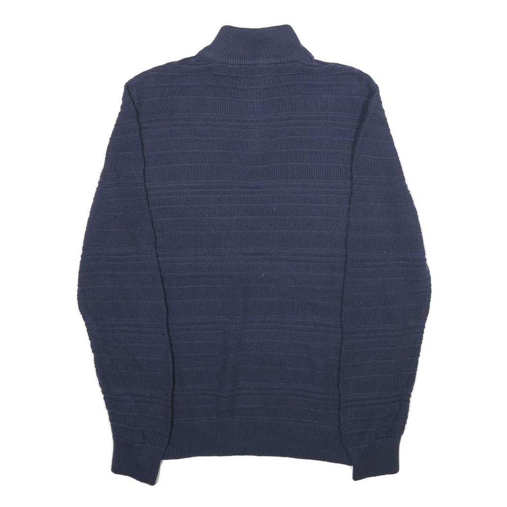 CHAPS Mens Navy Patterned Jumper Pullover 1/4 Zip Cotton Size S Casual Knitwear