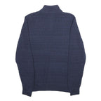 CHAPS Mens Navy Patterned Jumper Pullover 1/4 Zip Cotton Size S Casual Knitwear