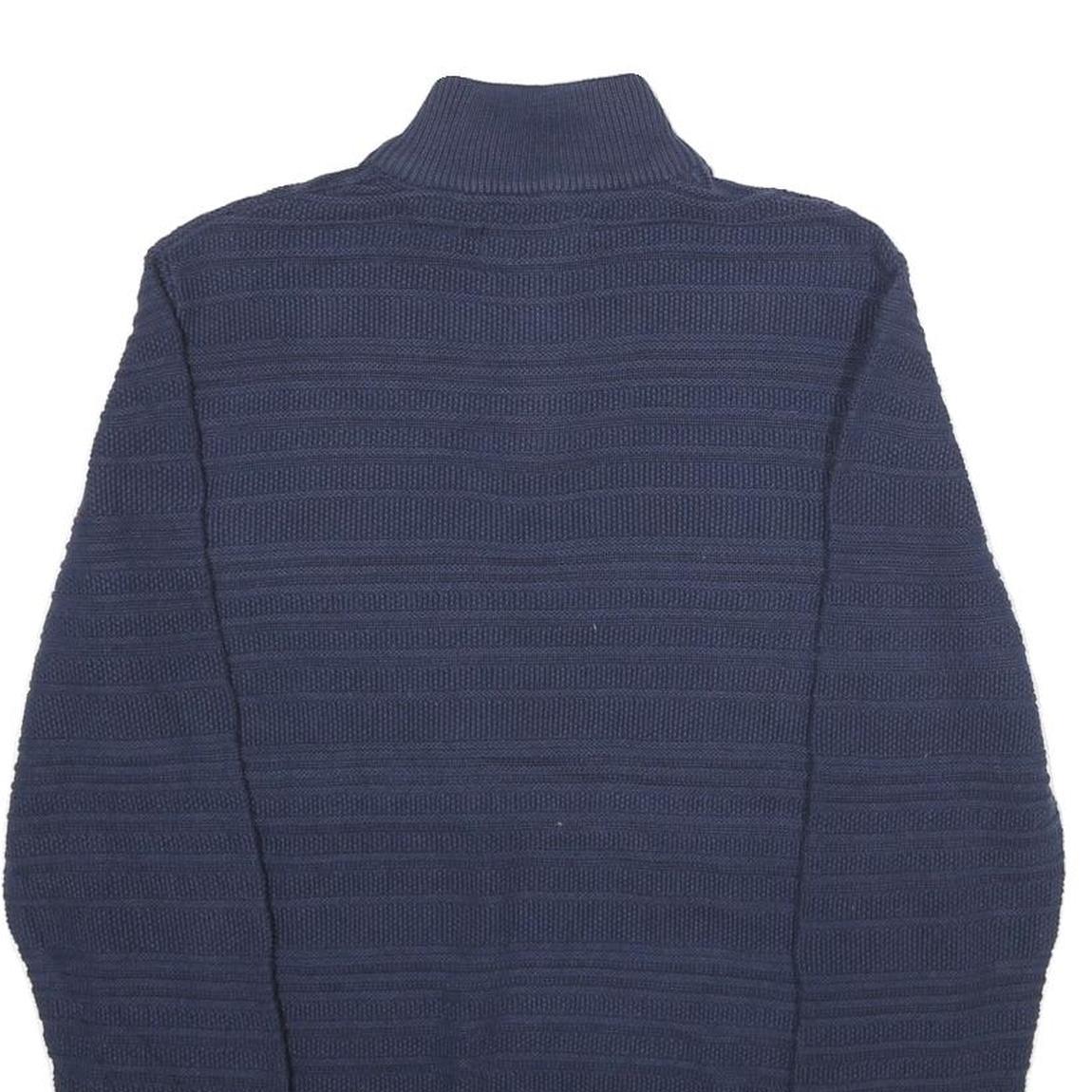 CHAPS Mens Navy Patterned Jumper Pullover 1/4 Zip Cotton Size S Casual Knitwear