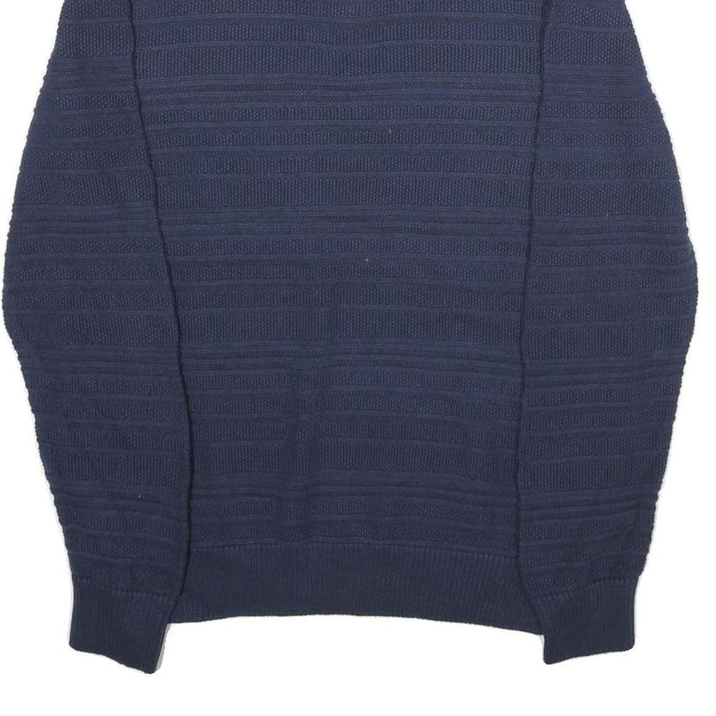 CHAPS Mens Navy Patterned Jumper Pullover 1/4 Zip Cotton Size S Casual Knitwear