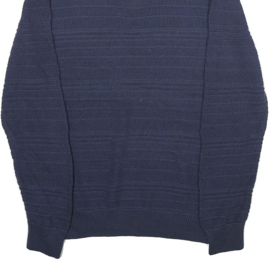 CHAPS Mens Navy Patterned Jumper Pullover 1/4 Zip Cotton Size S Casual Knitwear