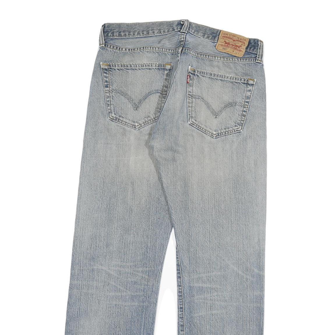 LEVI'S 501 Mens Jeans Blue Regular Straight Denim Light W34 L32 Classic Cotton