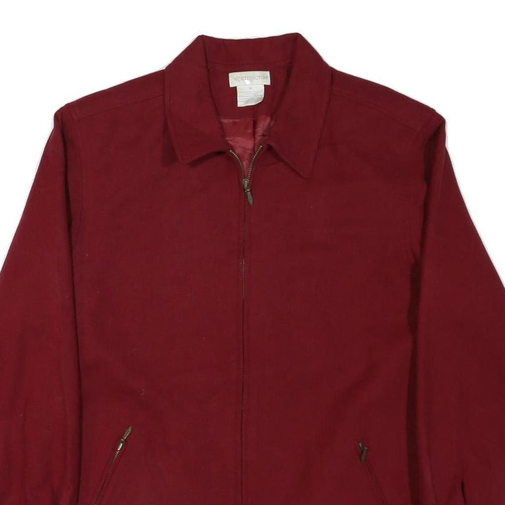 WORTHINGTON Mens Red Burgundy Zip Jacket L Polyester Blend Plain Lightweight