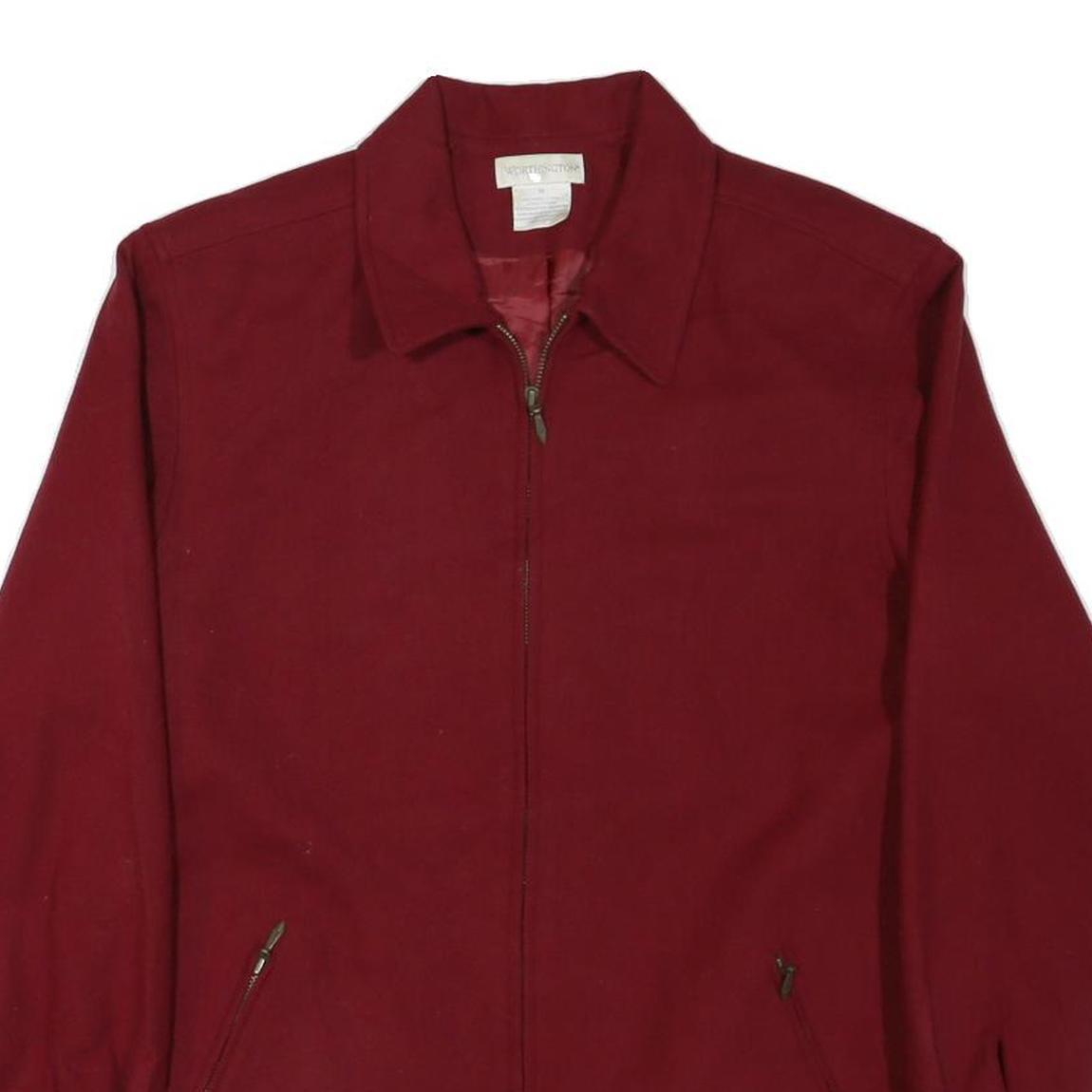 WORTHINGTON Mens Red Burgundy Zip Jacket L Polyester Blend Plain Lightweight