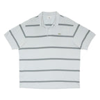 LACOSTE Mens White & Grey Striped Short Sleeve Polo Shirt 3XL Cotton Blend