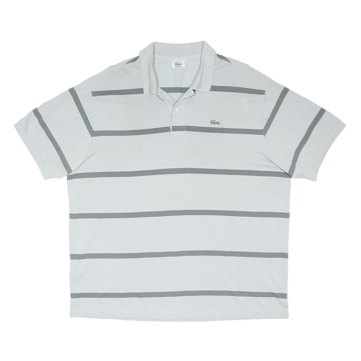 LACOSTE Mens White & Grey Striped Short Sleeve Polo Shirt 3XL Cotton Blend