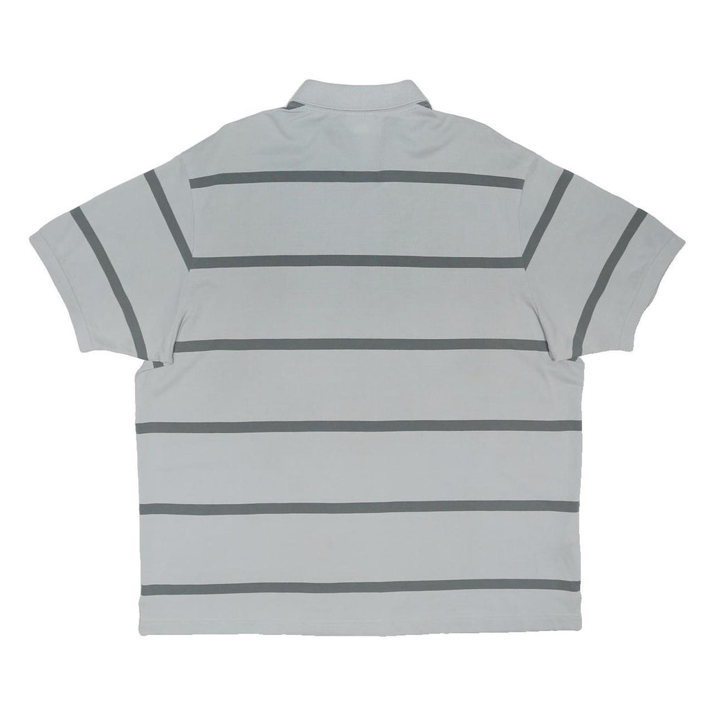 LACOSTE Mens White & Grey Striped Short Sleeve Polo Shirt 3XL Cotton Blend