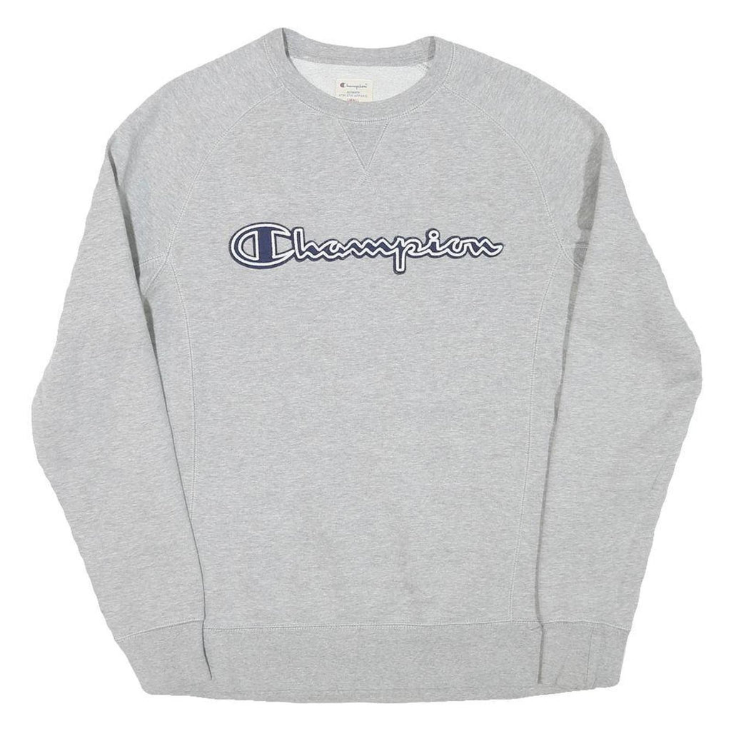 CHAMPION Womens Grey Sweatshirt Crew Neck S Cotton Blend Logo Pullover