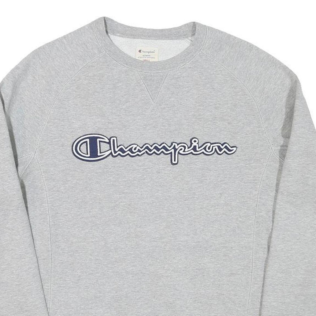 CHAMPION Womens Grey Sweatshirt Crew Neck S Cotton Blend Logo Pullover