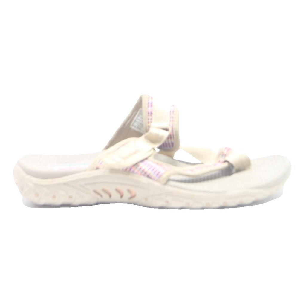 SKECHERS Womens Beige & Pink Adjustable Strap Slider Polyester UK 5.5