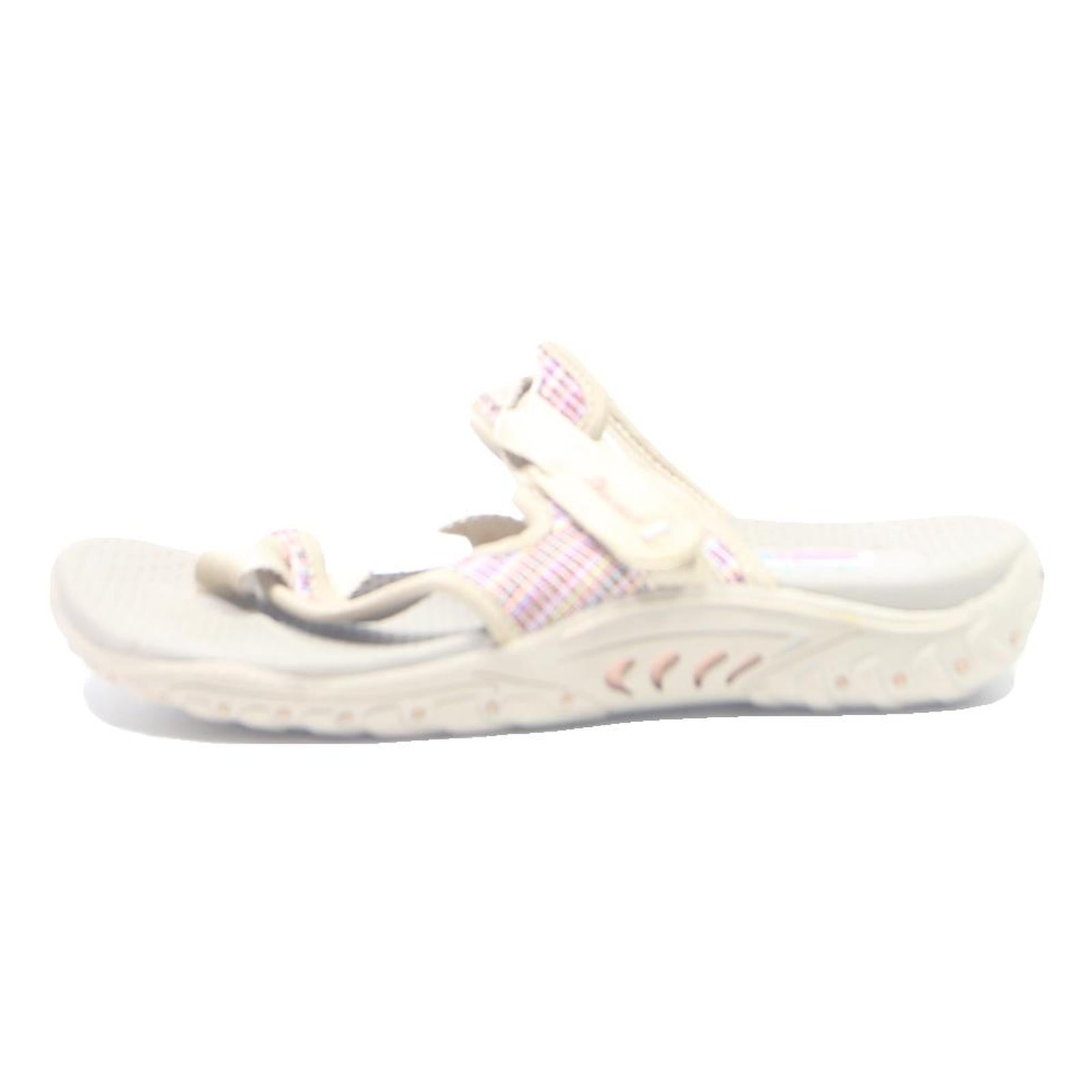 SKECHERS Womens Beige & Pink Adjustable Strap Slider Polyester UK 5.5