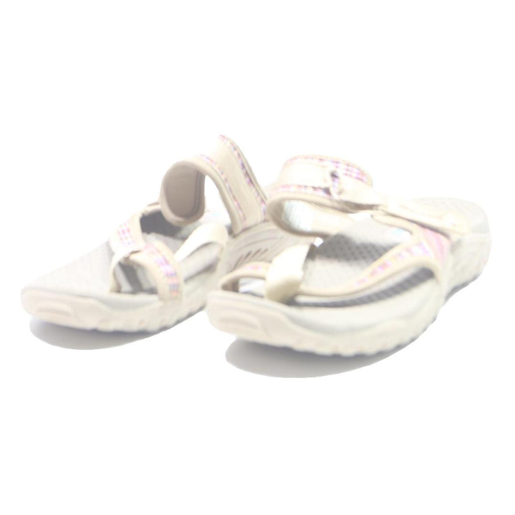 SKECHERS Womens Beige & Pink Adjustable Strap Slider Polyester UK 5.5