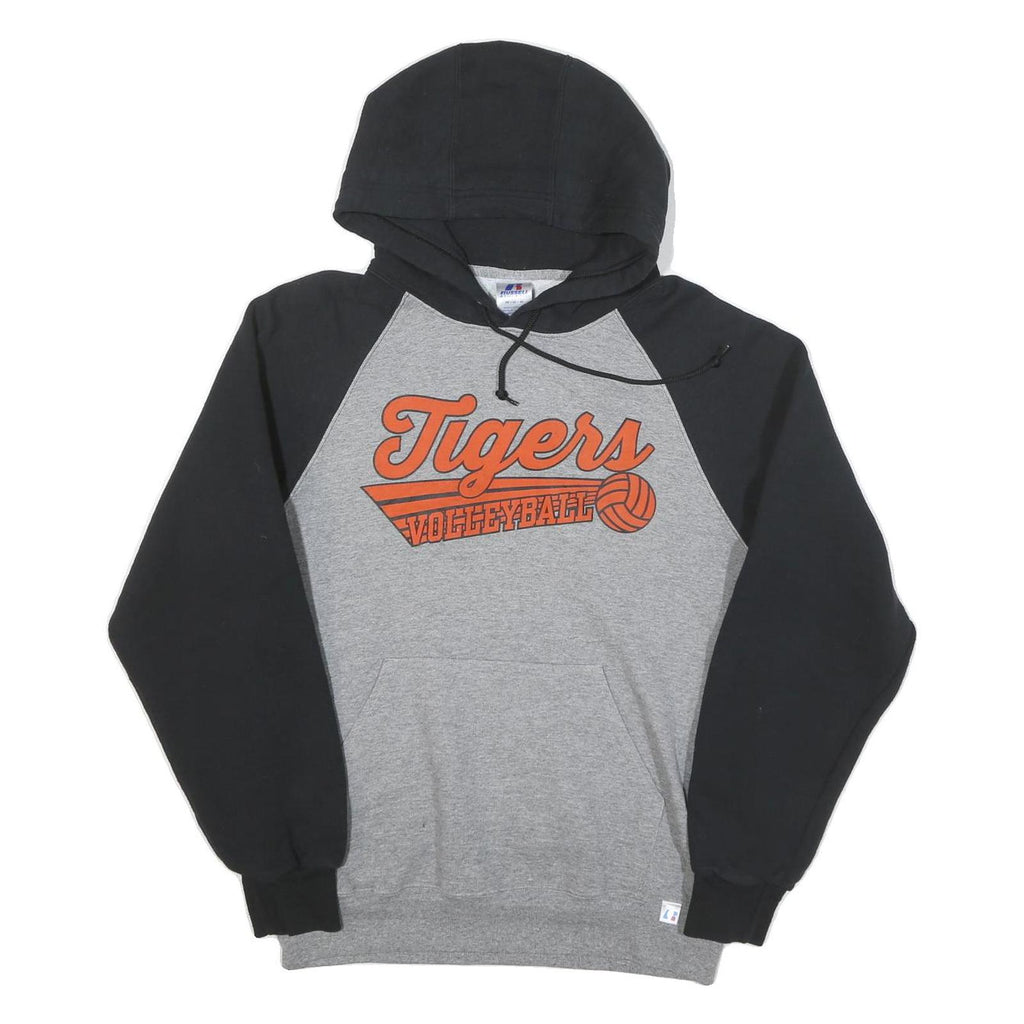 RUSSELL ATHLETIC Mens Grey & Black Tigers Volleyball Hoodie M Cotton Blend