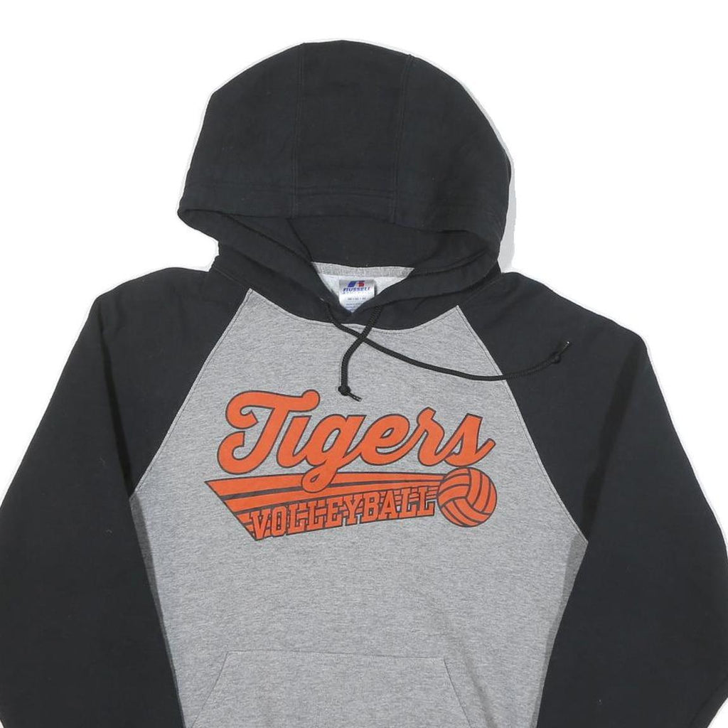 RUSSELL ATHLETIC Mens Grey & Black Tigers Volleyball Hoodie M Cotton Blend