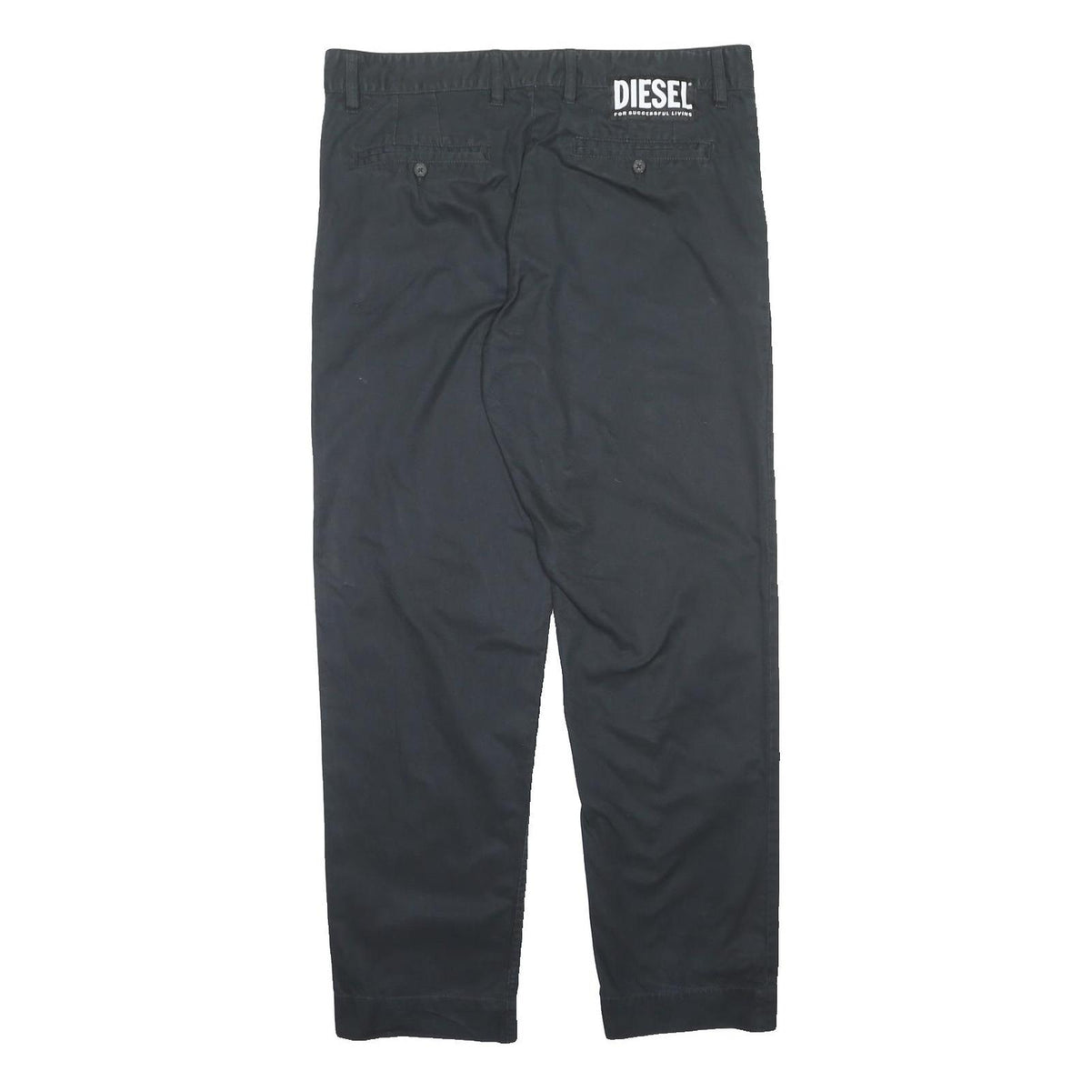 DIESEL Mens Polyester Blend Black Regular Fit Straight Trousers W38 L33 Classic