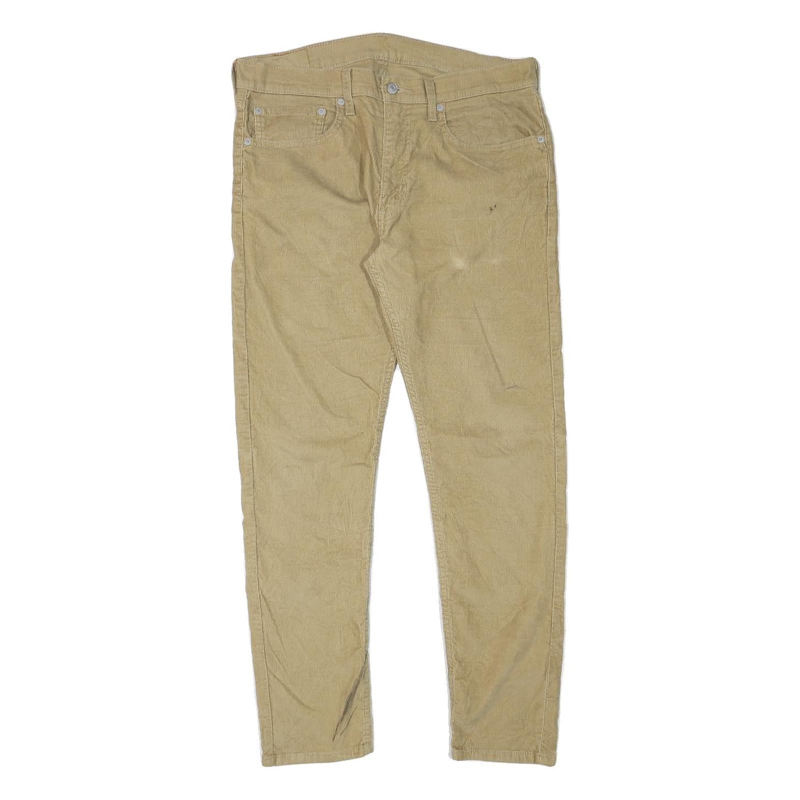LEVI'S Mens Slim Beige Cotton Blend Slim Trousers W34 L30 Casual Zip Closure