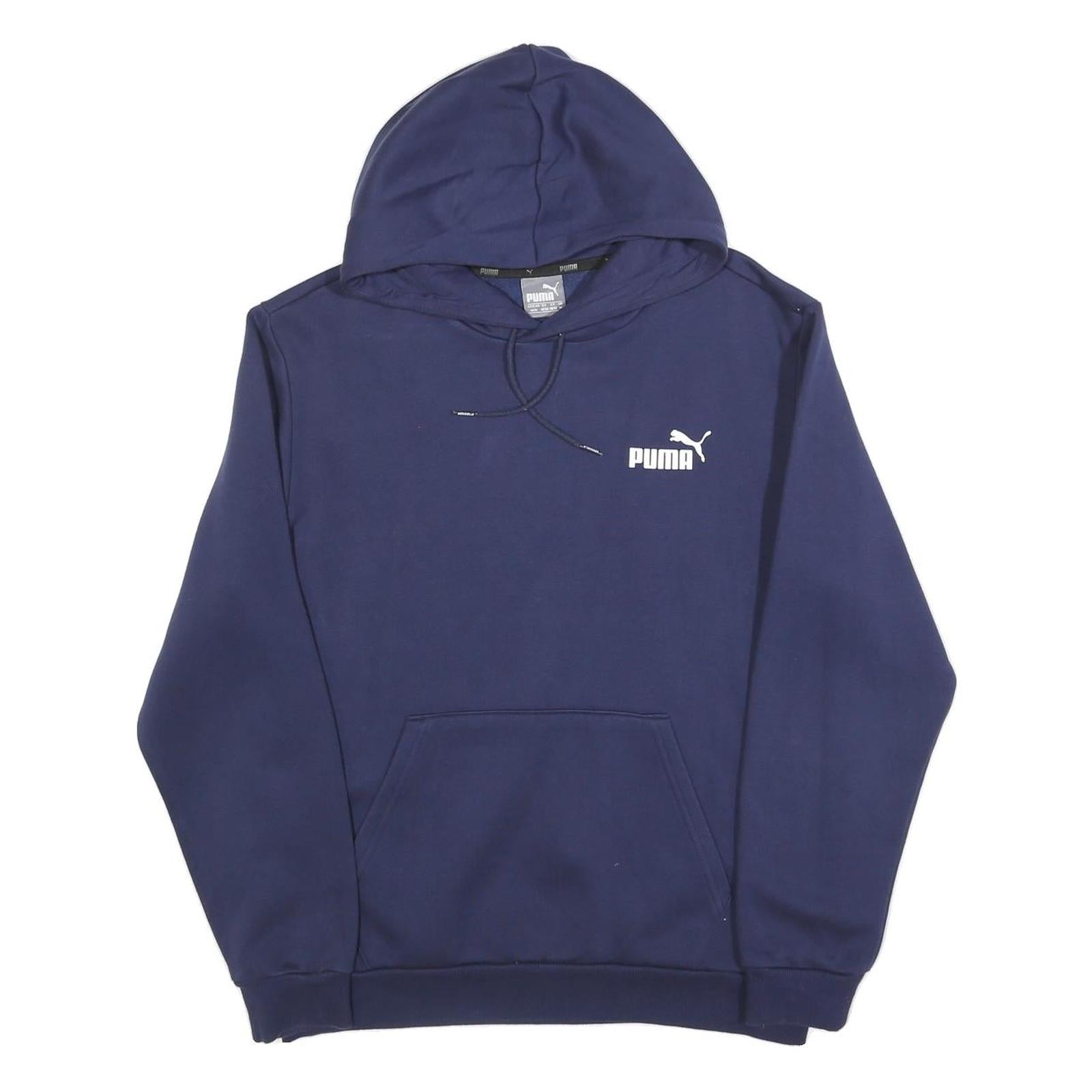 PUMA Mens Navy Blue Hoodie M Cotton Blend Pullover Sweatshirt