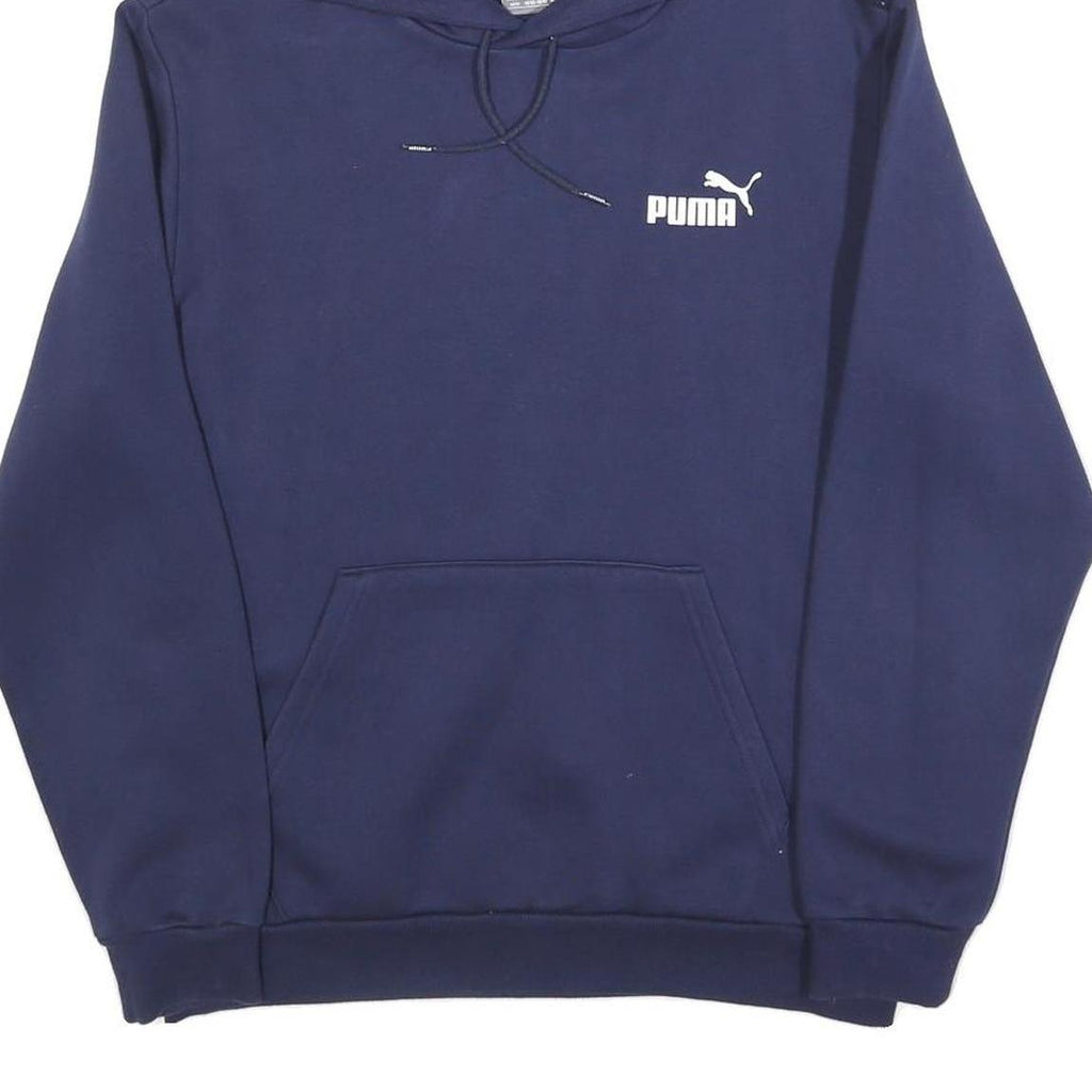 PUMA Mens Navy Blue Hoodie M Cotton Blend Pullover Sweatshirt