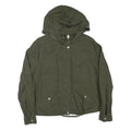 H&M Womens Green Hooded Zip Jacket S Linen Blend Plain Lightweight Casual