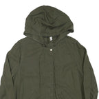 H&M Womens Green Hooded Zip Jacket S Linen Blend Plain Lightweight Casual