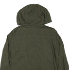 H&M Womens Green Hooded Zip Jacket S Linen Blend Plain Lightweight Casual