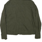 H&M Womens Green Hooded Zip Jacket S Linen Blend Plain Lightweight Casual