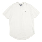 TOMMY HILFIGER Mens White Cotton Shirt L Short Sleeve Casual Classic