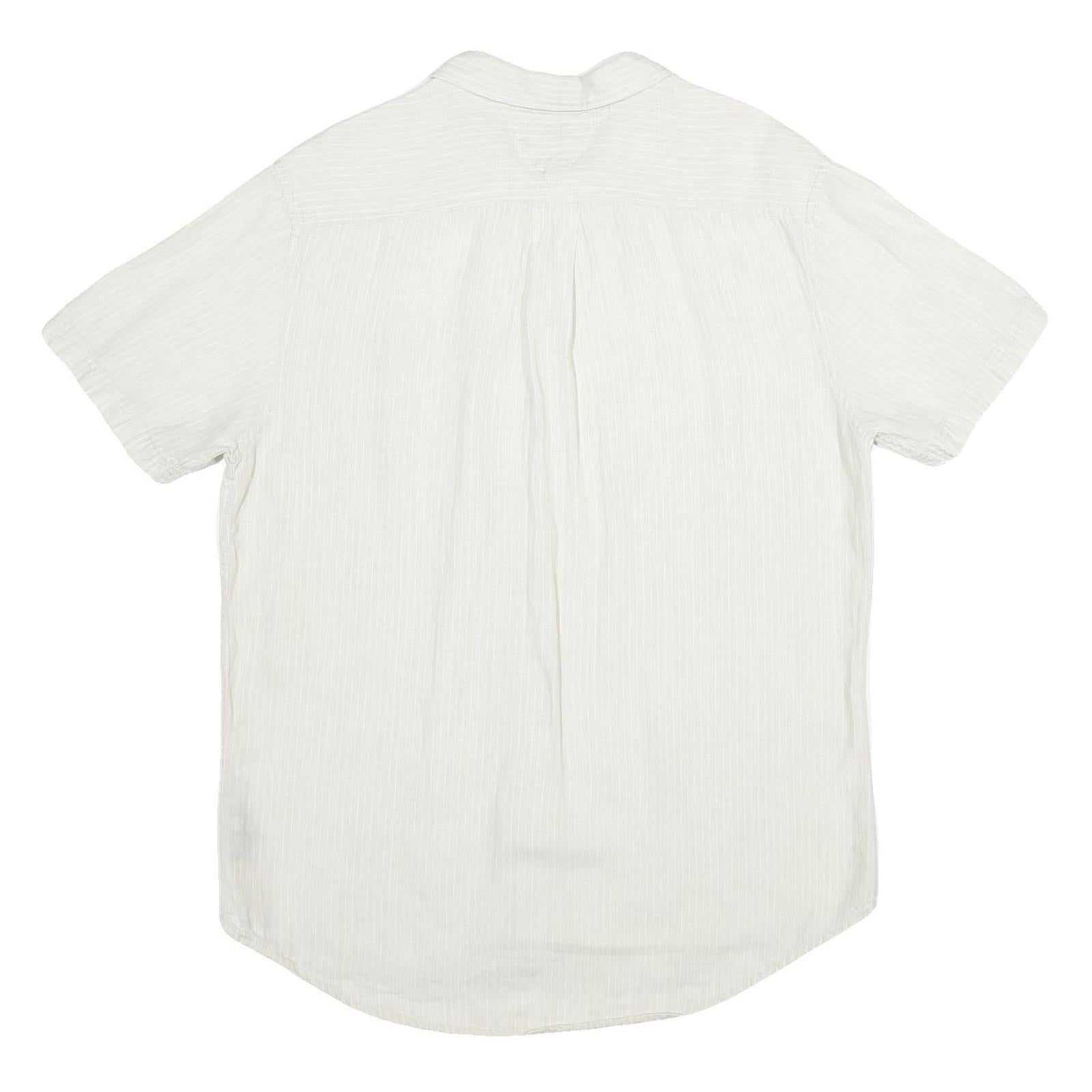 TOMMY HILFIGER Mens White Cotton Shirt L Short Sleeve Casual Classic