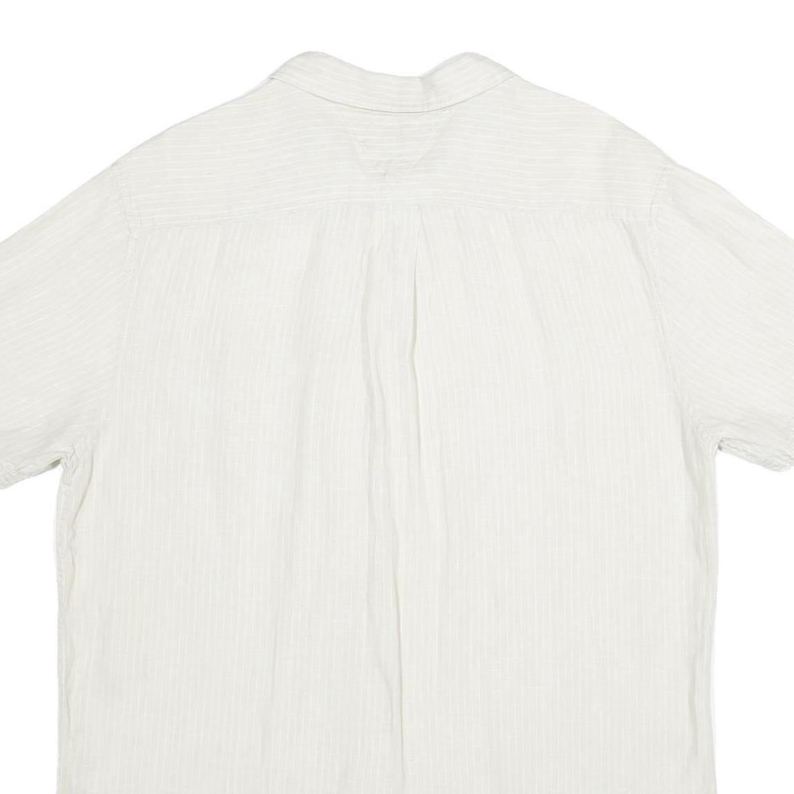 TOMMY HILFIGER Mens White Cotton Shirt L Short Sleeve Casual Classic