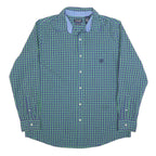 CHAPS Mens Blue & Green Check Shirt M Classic Fit Long Sleeve Casual Cotton