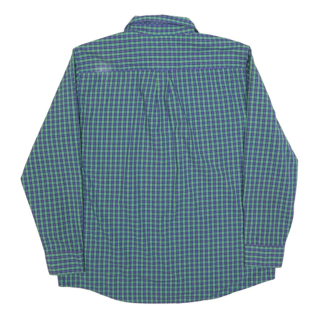 CHAPS Mens Blue & Green Check Shirt M Classic Fit Long Sleeve Casual Cotton