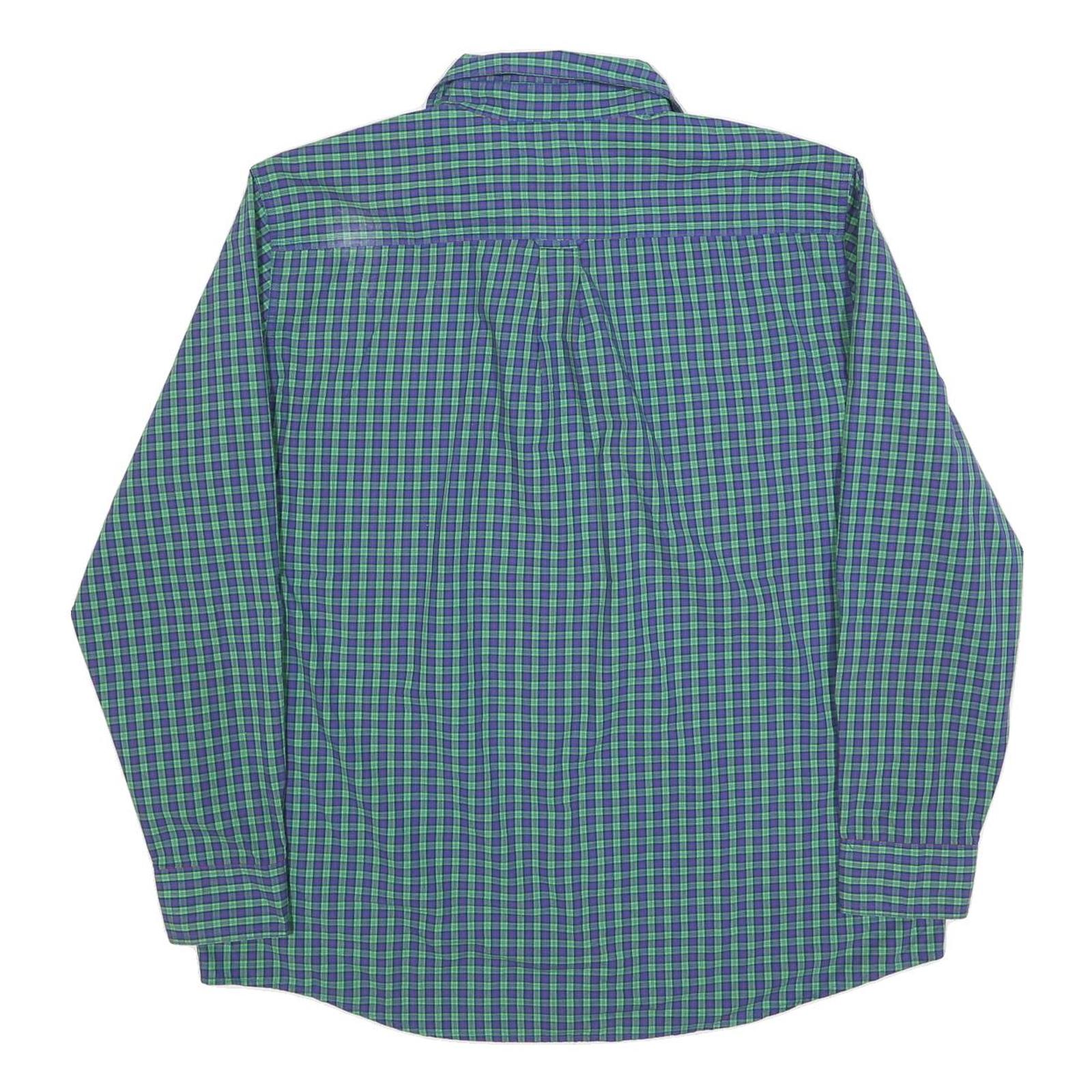 CHAPS Mens Blue & Green Check Shirt M Classic Fit Long Sleeve Casual Cotton