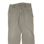 CARHARTT Mens Regular Beige Cotton Blend Trousers W36 L34 Workwear Zip Closure