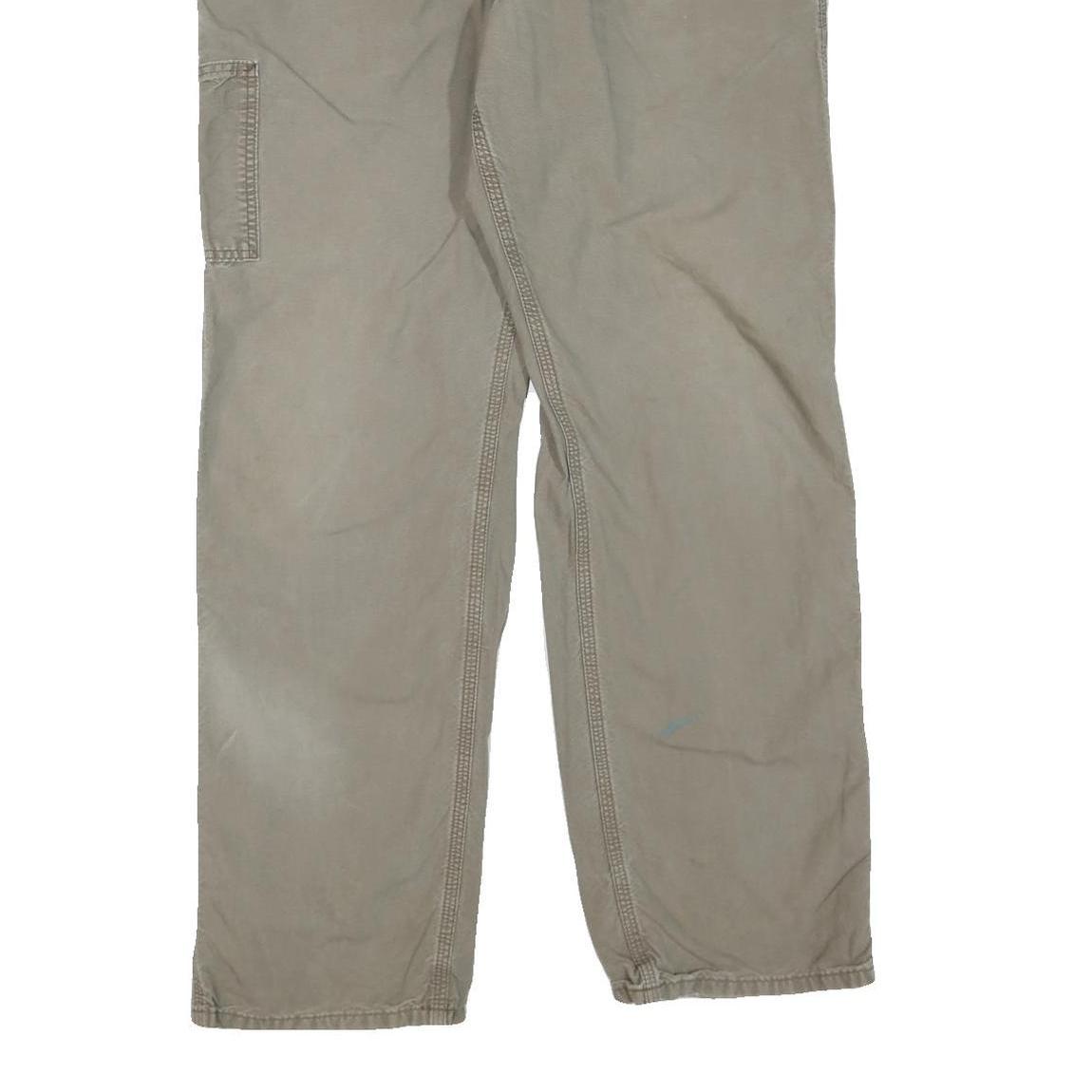 CARHARTT Mens Regular Beige Cotton Blend Trousers W36 L34 Workwear Zip Closure