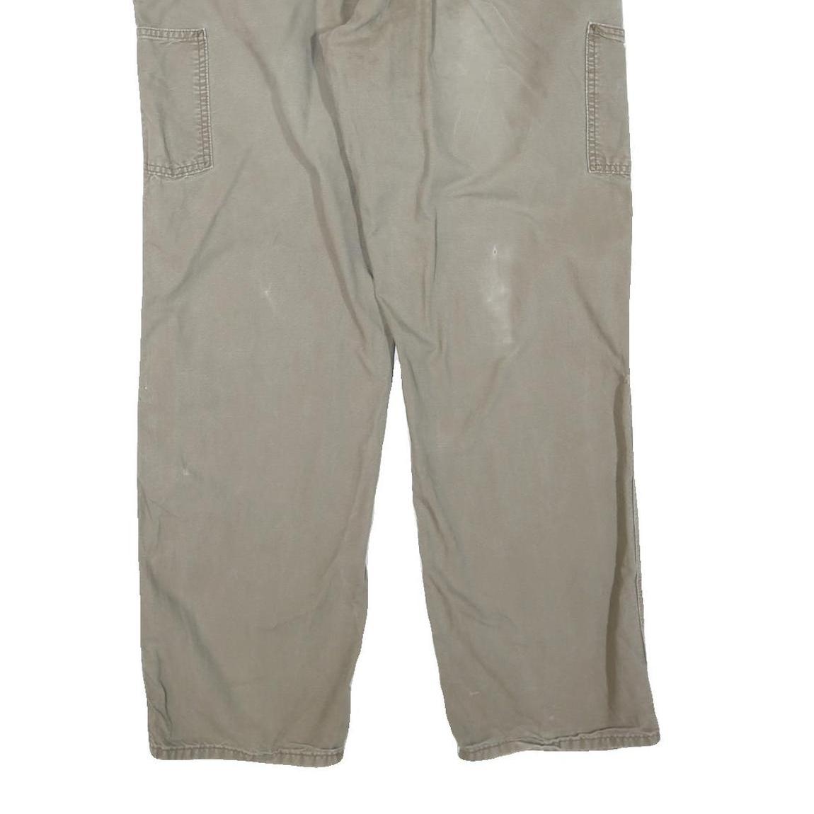 CARHARTT Mens Regular Beige Cotton Blend Trousers W36 L34 Workwear Zip Closure