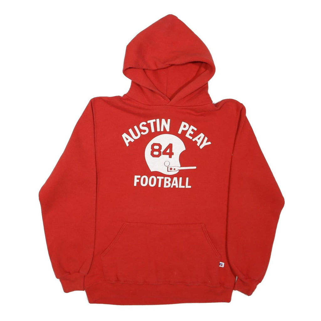 RUSSELL ATHLETIC Mens Red Austin Peay Football Pullover Hoodie M Sports