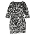 REISS Womens Black & White Abstract Print Day Dress Polyester Blend 3/4 Sleeve
