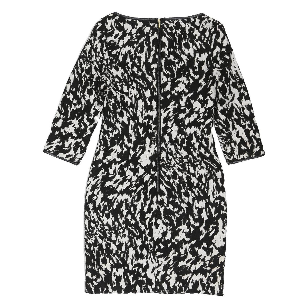 REISS Womens Black & White Abstract Print Day Dress Polyester Blend 3/4 Sleeve
